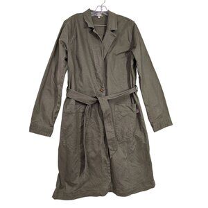 Duluth Trading Co Olive Green Cotton Trench Coat